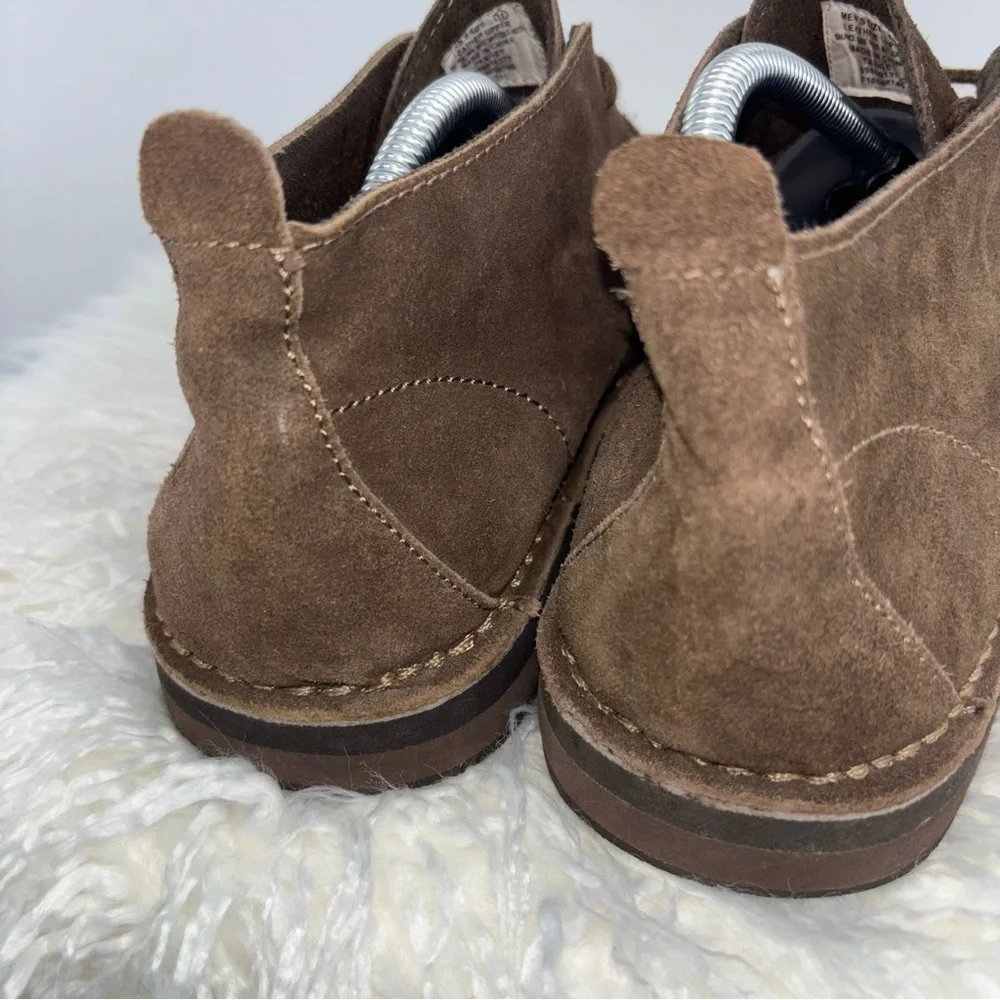 Merona Men 11 Brown Suede Chukka Leather Ankle Boots 2‎ Eyelet Classic Timeless